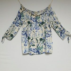 Lucky Brand NWT over the shoulder floral top